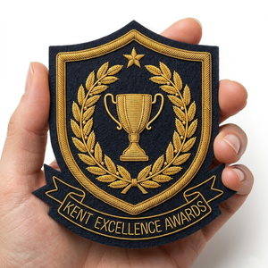Private Label Hand Embroidered Bullion Badge Custom Achievement Award Gold Wire Presentation Insignia Merit Honor Emblem Bulk - Product Image 4