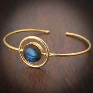 Shahnaz <b>Gems</b> Jewels Natural Labradorite Gemstone 18K Gold Filled Bangle | Adjustable Open Cuff <b>Bracelet</b>-Party Jewelry for Women - Product Image 3