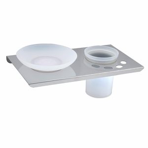 Jabonera de acero inoxidable con soporte para cepillos de dientes, organizador multiusos para baño y hogar - Product Image 4