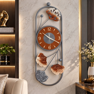 Luxury <b>Wall</b> <b>Clock</b> Floral Metal Art <b>Clock</b> Navy <b>Blue</b> Cream Gold Accent Decorative Art Decor for Living Room by Falah International - Product Image 4