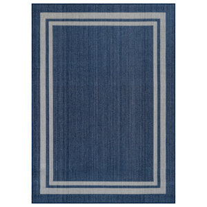 Hot Selling Natural Best Seller Border Navy/Ivory Easy-Care Jute-Style Indoor/Outdoor Flat Woven Area Rug Mat For Patio Balcony - Product Image 1