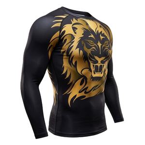 Camiseta de compresión con estampado de león para hombre, camiseta deportiva de manga larga para gimnasio, MMA, BJJ, entrenamiento - Product Image 1