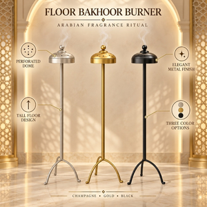 Stainless Steel Floor Bakhoor Burner | Tall Arabian Incense Holder Perforated Dome Islamic <b>Home</b> Hotel Majlis <b>Decor</b> Three Colors - Product Image 5