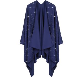 Womens Rhinestones Open Front Poncho Shawl <b>Wrap</b> Cape Ruana Travel <b>Blanket</b> Cardigan - Product Image 1