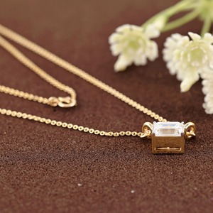 Emerald Cut Lab Grown Diamond Solitaire <b>Pendant</b> 14k <b>Solid</b> <b>Gold</b> Bridal Necklace Minimalist Engagement Anniversary Jewelry - Product Image 4