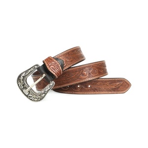 Cinturón de Cuero Occidental de Primera Calidad, Duradero, Tallado a Mano con Diseño Floral, para Hombre y Mujer, en Color Marrón, de Cuero Vacuno Original - Product Image 4
