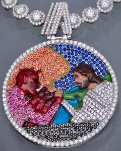 Colgante Personalizable para Hombre con Moissanita Iced Out, Diseño Dios vs. Diablo, Cadena de Plata, Certificado, Elegante, Estilo Hip Hop, Ideal para Regalo - Product Image 2