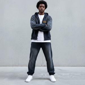 Conjuntos de Sudadera Unisex con Logotipo Personalizado, Conjuntos Deportivos de Felpa Gruesa de 465 Gsm, Sudadera con Cierre y Pantalones Deportivos de 2 Piezas para Mujer y Hombre - Product Image 3