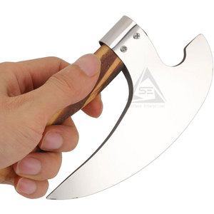 Customized Logo Printing Hot Sale Pizza Cutting <b>Axe</b> Custom Made Heavy Duty <b>Wood</b> Handle Stainless Steel Blade - Product Image 3
