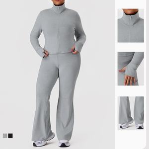 Conjunto Deportivo para Mujer Talla Grande, Pantalones de Yoga, Ropa Deportiva, Chaqueta de Manga Larga, Conjuntos de Fitness para Gimnasio - Product Image 5