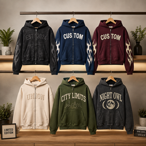 Mens Cropped <b>Zip</b> <b>Up</b> Hoodie Rhinestone Hooded Sweatshirt Distressed Streetwear Cotton Fleece Long Sleeve <b>Jacket</b> - Product Image 4