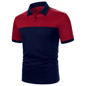 Men's <b>Silk</b>/Cotton Embroidered for Shirt Short Sleeve Knitted Casual Solid Design <b>Red</b> and Navy Blue - Product Image 1