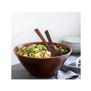 Bol en bois massif rustique, fait main, pour servir des salades, des fruits, des collations, pour la cuisine, la salle à manger, la présentation sur la table - Product Image 4