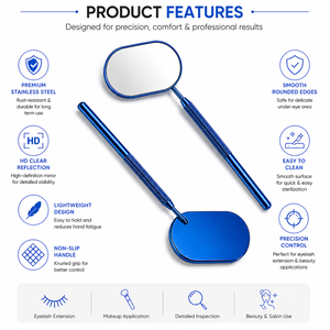 กระจกแต่งหน้าทรงรีแบบมือถือ กรอบโลหะ สีฟ้า ด้านเดียว ขยาย 3 เท่า - Product Image 5
