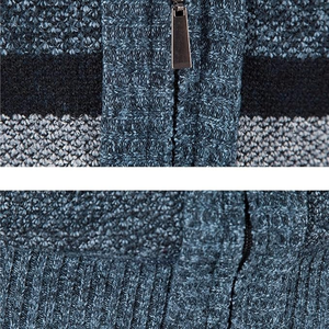 Suéter de Punto Personalizado para Hombre, Chaqueta de Invierno con Cierre, Cárdigan de Bloques de Color, Tejido de Punto, Venta al Por Mayor OEM - Product Image 4