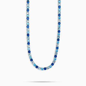Blue Gradient Moissanite Tennis <b>Chain</b> 925 Sterling <b>Silver</b> VVS1 Diamond Hip Hop Necklace - Product Image 1