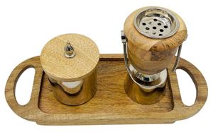 Ensemble de brûleur à bakhoor en bois de luxe, brûleur d'encens arabe avec pot de rangement, support en métal, décoration parfumée pour la maison, ensemble cadeau - Product Image 3