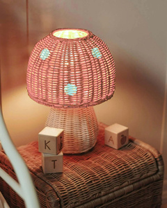Cute Mushroom Wicker Storage <b>Basket</b> with Lid Kids Decorative Organizer for Nursery Playroom Toy Storage Natural Rattan <b>Basket</b> - Product Image 3