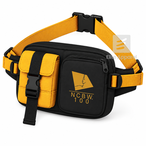 Bolso de cintura personalizado NCBW Sorority negro y dorado, estilo casual, con logo bordado y bolsillo con cremallera para ropa griega femenina - Product Image 2