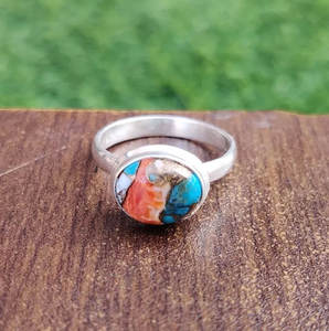 แหวนเงินแท้ประดับโมเสกหินหลายชนิด ดีไซน์วินเทจ ชุบเงิน ทำมือ ปรับขนาดได้ รับรองโดย IGI ขายส่ง - Product Image 3