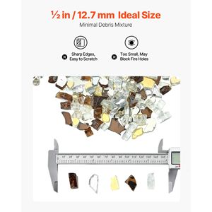 Pietre Decorative per Caminetto in Vetro Resistente alle Alte Temperature, 10 LBS/4,5 KG, Riflettenti, 1/2 Pollice, 12,7 mm - Product Image 5