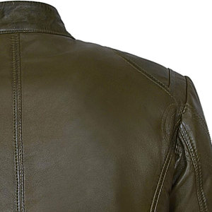 Chaqueta de cuero genuino para hombre, hecha a mano, para invierno, uso casual, a la moda, con cremallera, en venta. - Product Image 6