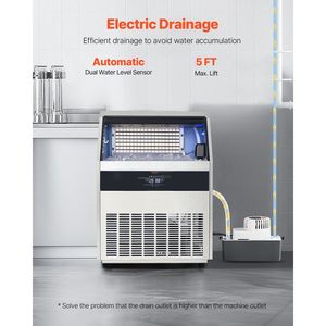 Commercial 265lbs/24H <b>Ice</b> <b>Maker</b> <b>Machine</b> with 88lbs Storage Capacity 126 <b>Ice</b> <b>Cubes</b> in 15 Minutes LED Display and Drain Pump - Product Image 6