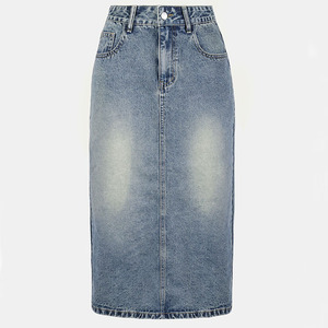 2025 Women's Retro New Style Straight High Waist Slim Fit Washed Technique Spring Autumn Vintage Midi Denim Skirt - Product Image 5