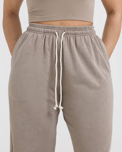 Pantalon de survêtement large pour femme, taille haute, en molleton de coton, décontracté, personnalisable avec logo OEM ODM - Product Image 6
