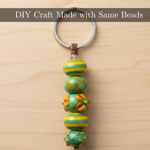 Perles en verre soufflé à la main de luxe, 16-18 mm, brin de 8 pouces |   Perles multicolores turquoise et jaunes pour la création de bracelets DIY - Product Image 6