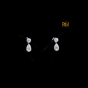 Classic Round Pear Lab Grown <b>Diamond</b> Drop <b>Earrings</b> Two Stone <b>Dangle</b> <b>Earrings</b> 9K 14K 18K Solid Gold Fine Jewelry - Product Image 2