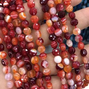 ลูกปัดหินอาเกตลายแดงทรงกลมเจียระไน ลูกปัดพลอยธรรมชาติสำหรับทำเครื่องประดับ งานฝีมือ DIY ขายส่ง - Product Image 2