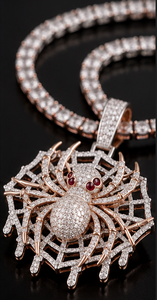 Colgante de Plata 925 con Moissanita en Forma de Telaraña, Chapado en Oro Rosa, Joyería Brillante Redonda para Fiesta - Product Image 3