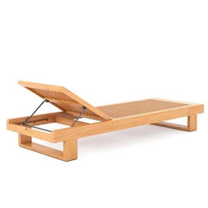 Tumbona Moderna de Madera de Teca con Respaldo Inclinable y Patas Cónicas, Muebles de Exterior de Diseño Minimalista - Product Image 5