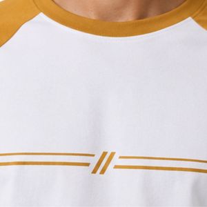 Camiseta de Manga Larga Raglán Blanca y Amarillo Mostaza para Hombre, Cuello Redondo, Algodón Premium, Estilo Casual, Béisbol, Personalizable, Ropa Urbana - Product Image 6