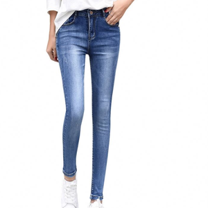 Jeans de Pierna Recta para Mujer, Cintura Alta, Largos, Denim Lavado, Casuales, Azules, de Algodón, Estilo Primavera - Product Image 3