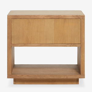 Table de chevet moderne en bois massif de luxe avec un tiroir et une étagère ouverte, table d'appoint minimaliste pour chambre à coucher ou hôtel - Product Image 3