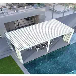 Kunden spezifischer verstellbarer Außen pavillon wasserdichter Lamellen dach motorisierter Aluminium-Pergola-Grill-Pavillon