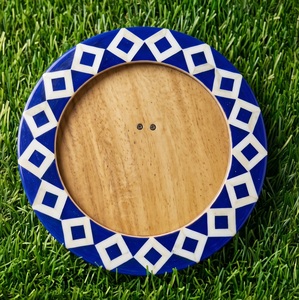 Handmade Bone Inlay Resin <b>Photo</b> <b>Frame</b> Round Blue <b>White</b> Geometric Design Wall Mount Luxury Home Decor - Product Image 4