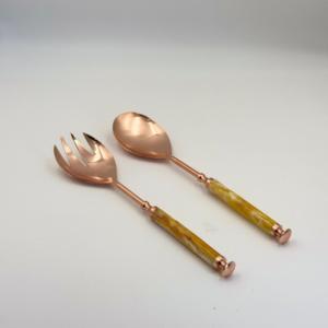 Cuchara y Tenedor para Servir Ensaladas de Acero Inoxidable con Acabado de Cobre de Alta Calidad, Utensilios para Servir en Bodas y Cenas - Product Image 3