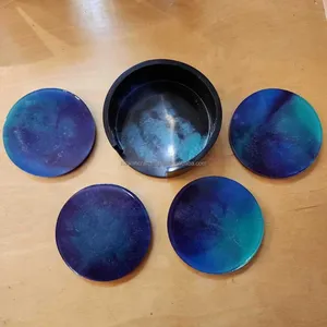 Posavasos de piedra de resina de lujo de alta calidad más populares y de moda, posavasos de mármol y resina para bebidas, bodas, hogares, uso - Product Image 2