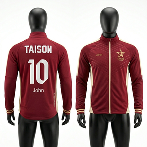 Chaqueta de Fútbol para Hombre, Premium, 260 GSM, Tela de Poliéster y Spandex, Diseño con Paneles Gris Oscuro y Naranja, Cierre Completo, Sublimación, Logotipo Personalizado - Product Image 3