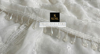 Garniture à pampilles en strass blancs, polyester/coton, brodée à la main, écologique, durable, 3 cm, décoration DIY SLML Red Nani