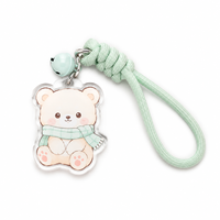 Cordon en verre personnalisé avec clochette, design anime et dessin animé, porte-clés en acrylique – Imperméable, tendance, souple, publicitaire, souvenir