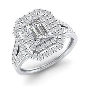 Anillo de compromiso REYES con halo de plata de ley 925, nuevo diseño, moissanita de corte radiante certificada GRA de 1.62 quilates, joyería fina para mujer - Product Image 2