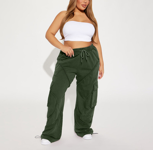 Nouveauté : Pantalon de jogging plat en molleton pour femme, style streetwear hiver, 85 % coton/15 % polyester, taille élastiquée, écologique - Product Image 1