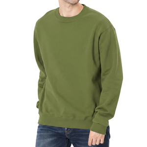 Sudadera de cuello redondo verde sólido para hombre, corte regular, 100% algodón, felpa francesa, estilo casual para invierno - Product Image 1