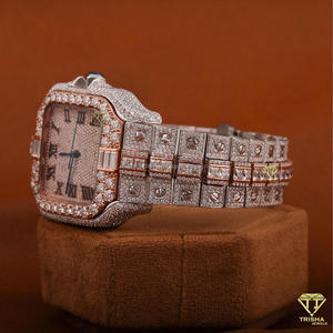 นาฬิกาเพชร VVS Moissanite สำหรับเขานาฬิกาข้อมือสเตนเลสหรูหราเคลื่อนไหวอัตโนมัติสุดหรูหน้าปัดอนาล็อกเครื่องประดับฮิปฮอปของผู้ชาย - Product Image 3