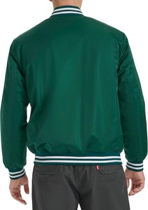 <b>Men's</b> Red Varsity <b>Jacket</b> Solid Color Button Closure Turn-down Collar Casual Style Autumn Wear Regular Fit Polyester Material - Product Image 5