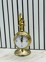 Horloge de table vintage en aluminium, faite à la main, décoration de bureau antique